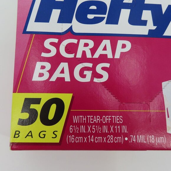 Hefty Scrap Bags With Tear Off Ties 50 Bags Discontinued UPC 013700002106 NEW - Picture 2 of 10